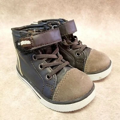 Cherokee Niños 093022541 Talla 5 Marrón Negro Cuero Cordones Botines Tenis Foto 1 de 4