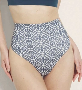 Soma Thong, Vanishing Tummy High Waist Thong Geometric Tile Blue Size Medium - Picture 1 of 7