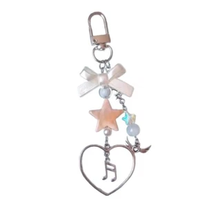 Fashion Bowknot Keyring Metal Heart Pendant Keychain Unique Phone Lanyard Charm - Photo 1/8