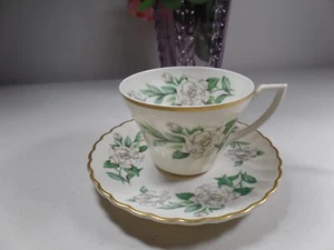 Syracuse China Made in U.S.A Cup & Saucer "Gardenia" Swirl Pattern - Picture 1 of 7