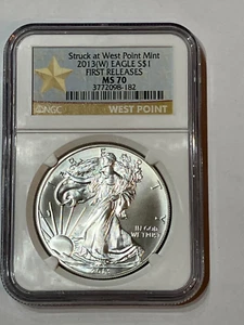 2013 (W) Silver Eagle MS70 STRUCK AT WEST POINT MINT NGC CERTIFIED - Picture 1 of 2