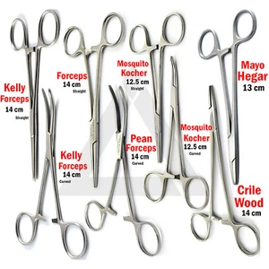 Dental Clamp Forceps Artery Tooth Pliers Forceps Nursing Scissors Straight & Cur - Picture 1 of 15