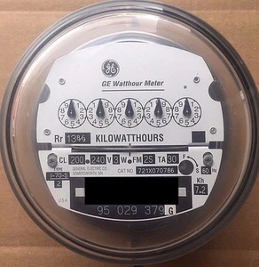 GENERAL ELECTRIC, WATTHOUR METER KWH, I-70S, 240V, FM2S, 200A, 4 LUG, ZERO RESET - Picture 1 of 2