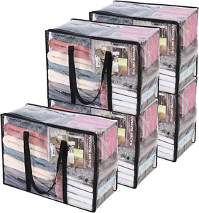 5er Pack transparente Bettdeckenaufbewahrungstasche, 40L Kleideraufbewahrungstasche mit Reißverschlussschrank - Bild 1 von 12