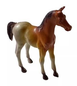 Vtg Imperial Toys Horse Figure Brown White Vinyl 3.5” Animal Arabian Chestnut