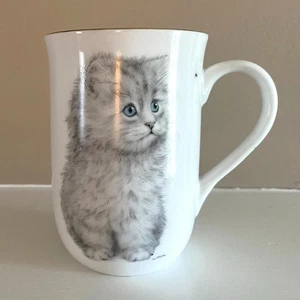 Vintage Otagiri Coffee Mug Japan White,Gray,Cat,Kitten,Spider, Jonah's Workshop - Picture 1 of 9
