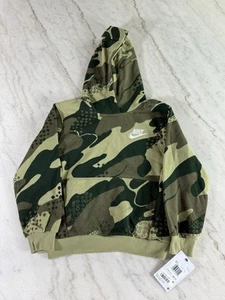 NWT Nike Sportswear Fleece Camo Printed Pullover Hoodie Camo Kids Size 6 (5-6) - Picture 1 of 4