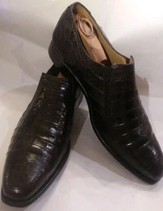 Mezlan Platinum Echt Krokodil Halbschuhe Schwarz Gr. 13 M Made In Spain - Bild 1 von 12
