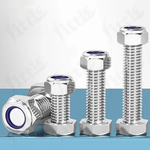 304 Edelstahl Sechskantschraube mit Kontermutter Satz M2/M3/M4/M5/M6/M8/M10/M12/M14/M16 - Bild 1 von 255