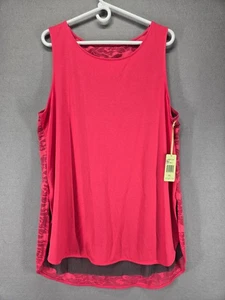Camiseta sin mangas para mujer Tangerine fluida en capas, color tomate, aberturas laterales, XXL, NUEVA CON ETIQUETAS - Imagen 1 de 6