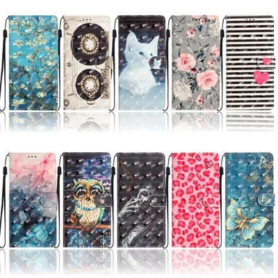 3D Pattern Leather Flip Wallet Case Phone Case Cover for Redmi Note 13 12 10 8T - Image 1 of 4