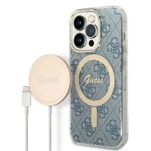 Set Guess Case + kabelloses Ladegerät GUBPP14LH4EACSB Apple iPhone 14 Pro blau/h - Bild 1 von 9