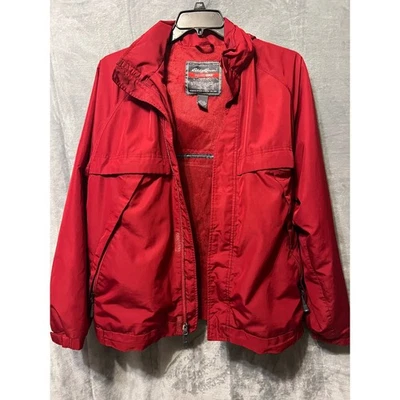 Chaqueta impermeable roja Eddie Bauer WeatherEdge talla M abrigo exterior con carcasa Foto 1 de 4