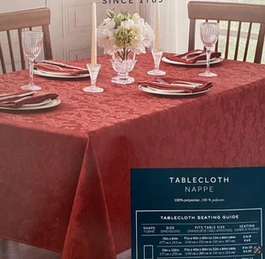 NEW WATERFORD Leaf Scroll Spice Damask Tablecloth Thanksgiving Holiday 70 x 84" - Picture 1 of 7