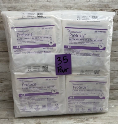 Luvas microcirúrgicas de látex estéreis Protexis *35 pares* Tamanho: 9 *Veja a data* - Imagem 1 de 4