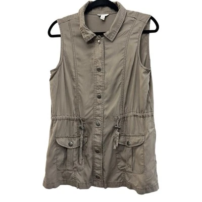 Chaleco utilitario CATO para mujer mediano con cordón a presión bolsillos topo informal años 90 Y2K Foto 1 de 4