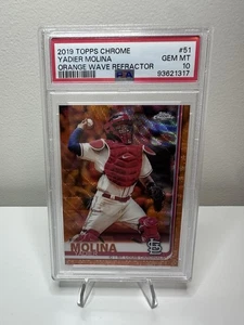 2019 Topps Chrome Orange Wave Refractor #51 Yadier Molina /25 PSA 10 - Bild 1 von 2