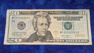 20 Dollar Fancy Serial Number, "Radar?" - Image 1 of 2