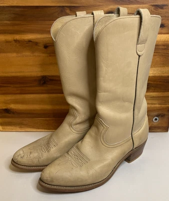 Vintage USA Thom McAn Cowboy Boots Men’s 11 D Cream Leather Western S57015 - Image 1 of 4