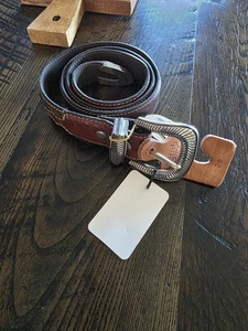 NEU MIT ETIKETT HERREN LEJON PICKETT VINTAGE BISON WESTERN LEDER GÜRTEL 6243 GRÖSSE 42 SADDLE - Bild 1 von 6
