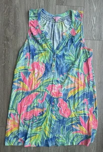 Lilly Pulitzer Essie Tank Mini Dress Size Xl Flamingo Print Sleeveless - Picture 1 of 3