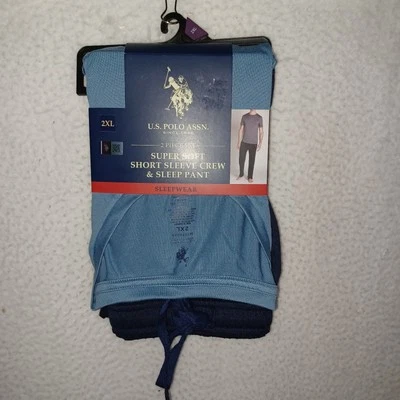 U.S. POLO ASSN Hombres Ropa de Dormir 2XL Azul Crew Camisa Azul Marino Pijama Pantalones de Salón (EW) Foto 1 de 4
