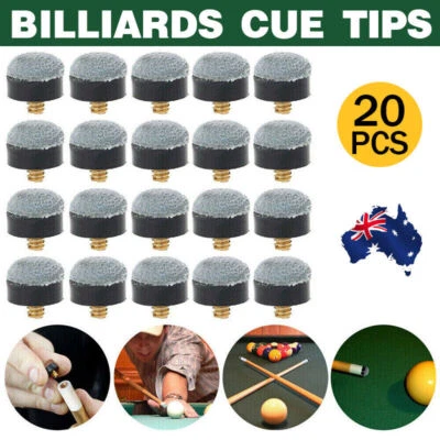 20x Commercial Quality Soft Pool Snooker Billiards CUE TIPS Screw On Type 10mm - image 1 of 4