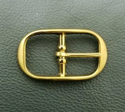 1" inch 25mm Cast Oval Center Post Brush Gilt Finish Buckle - Image 1 of 3
