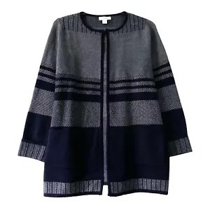 CJ Banks, Shades of Blue with Stripes Open Front Sweater, size X or 14W - Picture 1 of 4