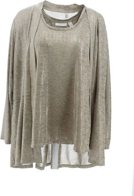 Conjunto sin mangas cárdigan estampado de láminas Susan Graver dorado S NUEVO (294) Foto 1 de 4