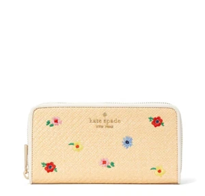 KATE SPADE Staci Garden Bouquet Paglia Grande Portafoglio Continentale Multi KB533 - Foto 1 di 4