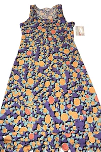 Nuevo con etiquetas Vestido Lularoe Pequeño Dani Púrpura Naranja Azul Tropical Floral Columna Larga - Imagen 1 de 9