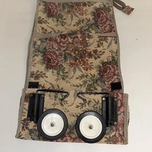 Rolling BagTote Travel Retractable Wheels, Floral Motif - Picture 1 of 6