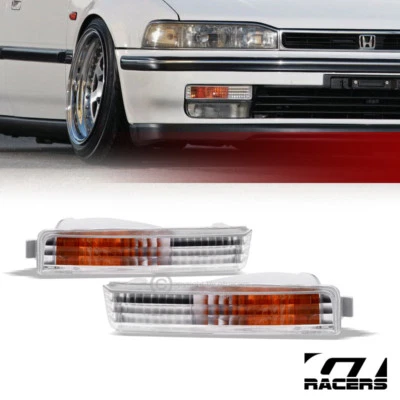 For 1990-1991 Honda Accord Euro Chrome Clear Turn Signal Parking Bumper Lights - Image 1 of 3