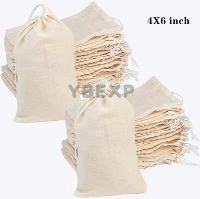100/500/1000pcs Cotton Muslin Drawstring Bags For Craft,Gift,Soap,Herbs 3x4 4x6 - Image 1 of 4