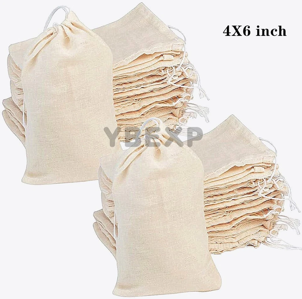 100/500/1000pcs Cotton Muslin Drawstring Bags For Craft,Gift,Soap,Herbs 3x4 4x6 - Image 1 of 4