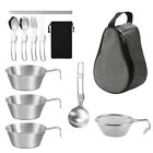Cookware Set 500ml Stainless Steel Camping Bowl with Strainer Ladle D6M5