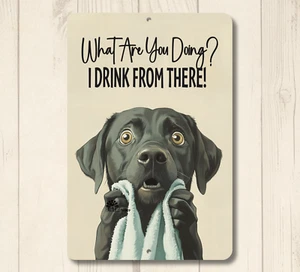 Black Lab Bathroom Sign toilet bath labrador dog funny metal tin wall art decor - Picture 1 of 6