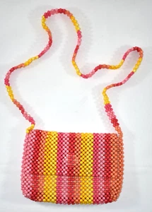 Isaac Mizrahi Starburst Pixel Beaded Crossbody Bag Multicolor Stripe Pink Yellow - Picture 1 of 13