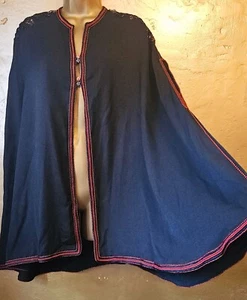 Vintage Black Cape, Fab Sequin Shoulders, Gemstone Buttons, Armholes, One Size. - Picture 1 of 10