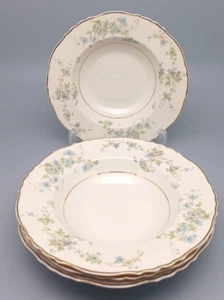 Syracuse Mayview Rim Soup Bowl Bone China Blue Green Floral 8" Set Of 4 - Picture 1 of 8