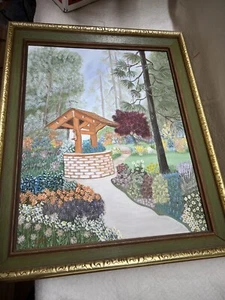 Estate Sale Oil Painting Original Local Artist “Wishing Well” - Picture 1 of 8