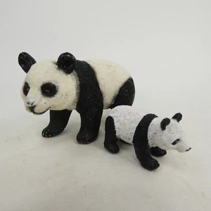 Momma Panda and Baby Plastic Figurines set of 2 From 1" & 2" tall  - WOJK& - Picture 1 of 10