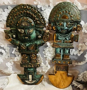 Vtg Inca Peru Peruvian Tumi Good Luck Dagger Knife Wall hanging Art LOT of 2 - Picture 1 of 7