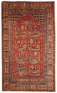 Handmade antique Turkish Anatolian rug 4.1' x 6.2' ( 125cm x 189cm ) 1890 - 1B31 - Picture 1 of 7