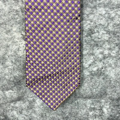 Corbata Charvet Place Vendome para hombre seda oro púrpura diamante texturizado hecha en Francia Foto 1 de 4
