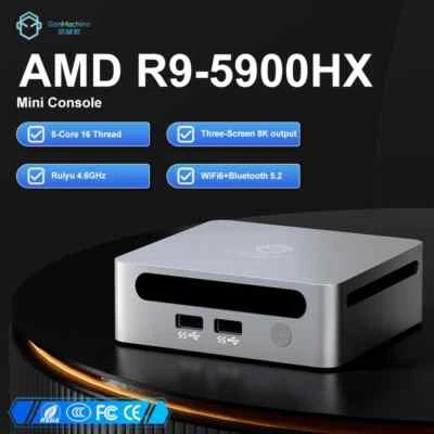 Mini PC Ryzen 9 R9 5900HX DDR4 M.2 Nvme WIFI6 BT5.2 Desktop NUC Gaming Computer - Image 1 of 4