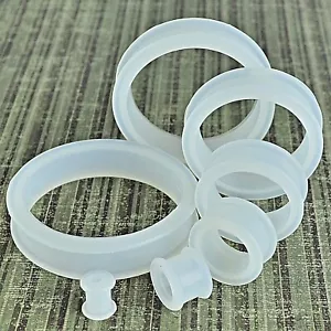 3-50mm Clear Transparent Silicone Plug Stretcher Earring Tunnel Earplug Expander - Picture 1 of 3