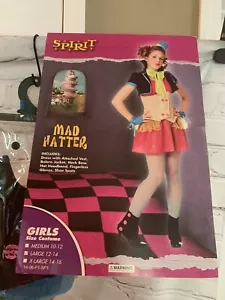 Rare Spirit Halloween Mad Hatter Costume Girl's Size Large 12/14 New Complete - Picture 1 of 3