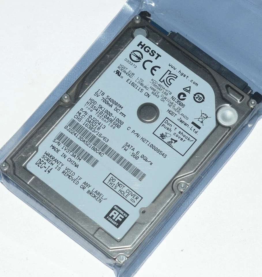HTS541010A9E680 Hitachi HGST 1TB 5K1000-1000 5400 RPM 2.5" 0j22413 Laptop HDD - Image 1 of 1